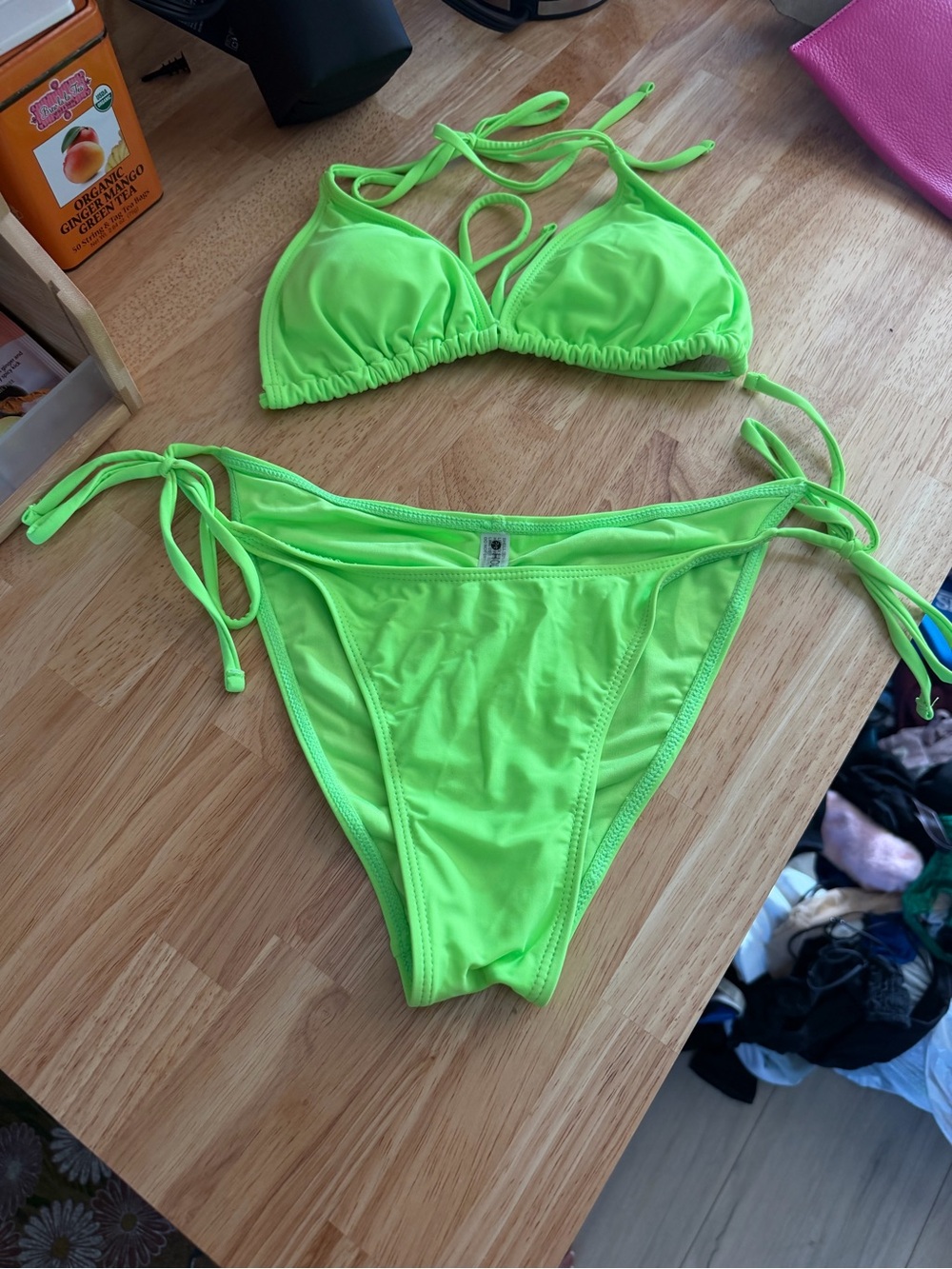 Dex Neon Green Bikini Top